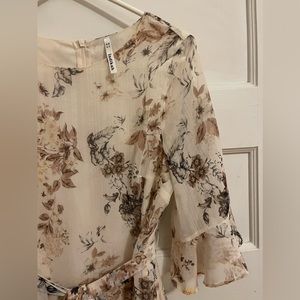 Anthropologie Indikah white dress with brown floral